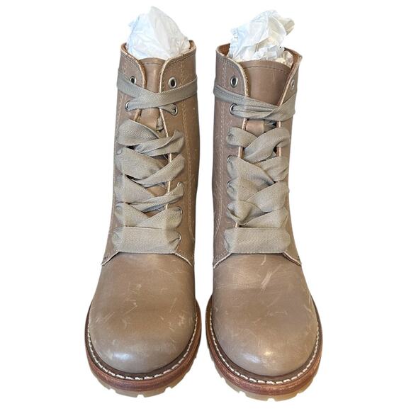 Frye Sabrina Tan Leather Lace Up Boot Size 7.5 - Picture 4 of 12